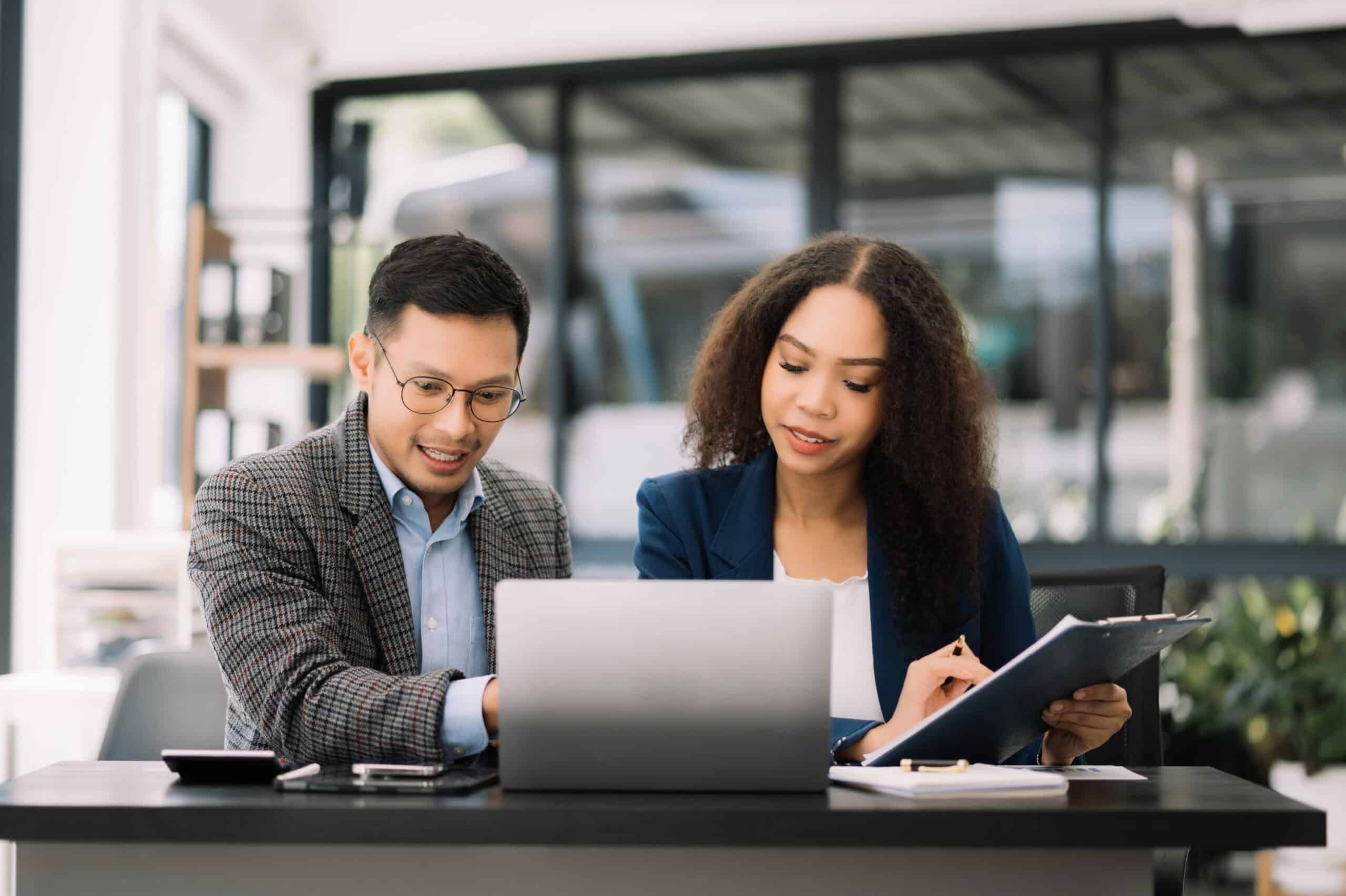 Business owners looking over SBA loans
